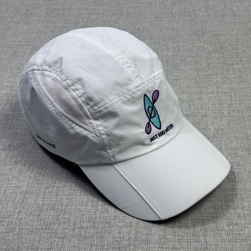 Life Is Good Active Fit Running 5-Panel Hat Cap Strap Back One Size White
